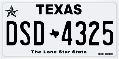 TX license plate DSD4325