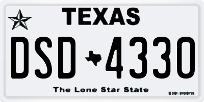 TX license plate DSD4330