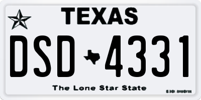 TX license plate DSD4331