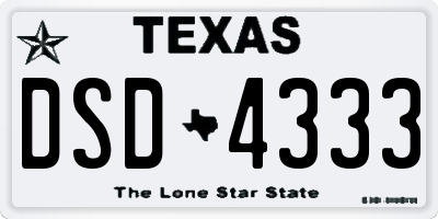 TX license plate DSD4333