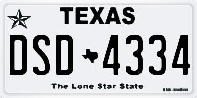 TX license plate DSD4334