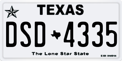 TX license plate DSD4335