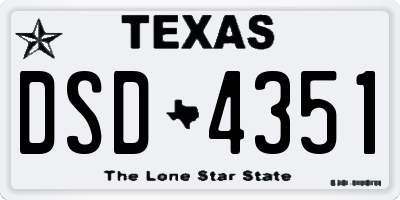 TX license plate DSD4351