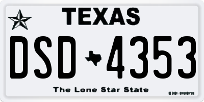TX license plate DSD4353