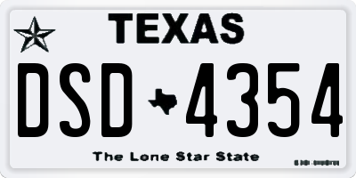 TX license plate DSD4354