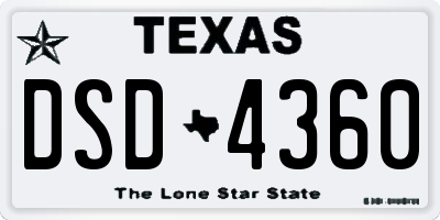 TX license plate DSD4360