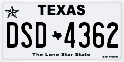 TX license plate DSD4362