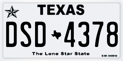 TX license plate DSD4378