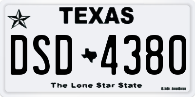 TX license plate DSD4380