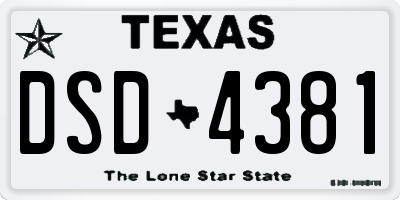TX license plate DSD4381