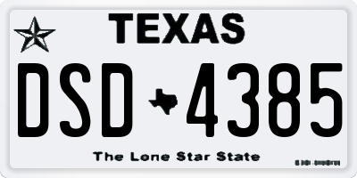 TX license plate DSD4385