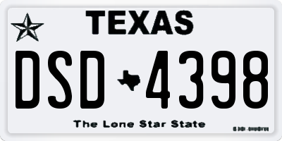 TX license plate DSD4398