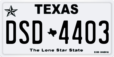 TX license plate DSD4403