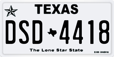 TX license plate DSD4418