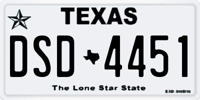 TX license plate DSD4451