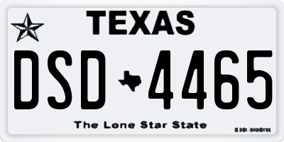TX license plate DSD4465