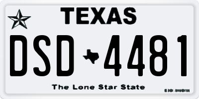 TX license plate DSD4481