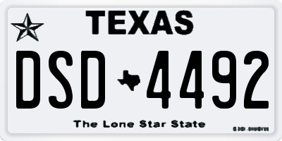 TX license plate DSD4492