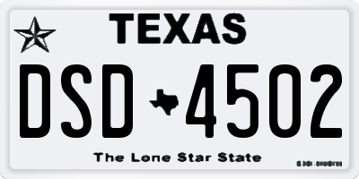 TX license plate DSD4502