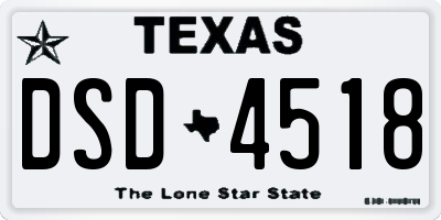 TX license plate DSD4518