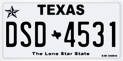 TX license plate DSD4531