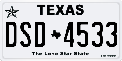 TX license plate DSD4533
