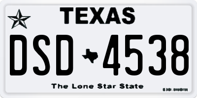 TX license plate DSD4538
