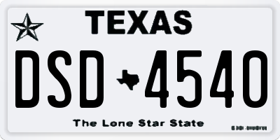 TX license plate DSD4540