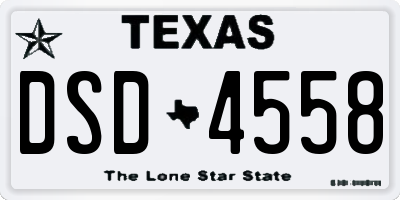 TX license plate DSD4558