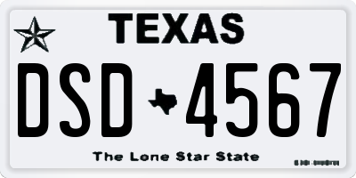 TX license plate DSD4567
