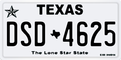 TX license plate DSD4625