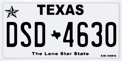 TX license plate DSD4630
