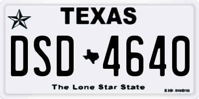 TX license plate DSD4640