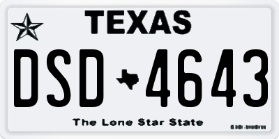 TX license plate DSD4643
