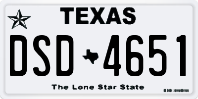 TX license plate DSD4651