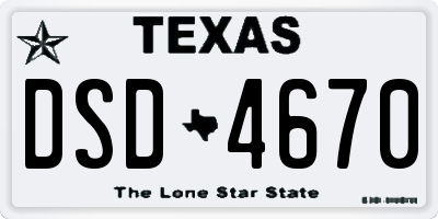 TX license plate DSD4670