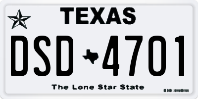 TX license plate DSD4701