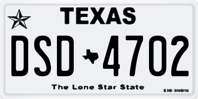 TX license plate DSD4702