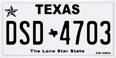 TX license plate DSD4703