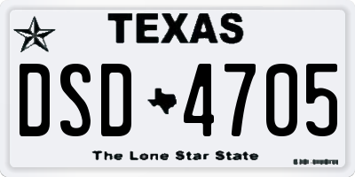 TX license plate DSD4705