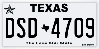 TX license plate DSD4709
