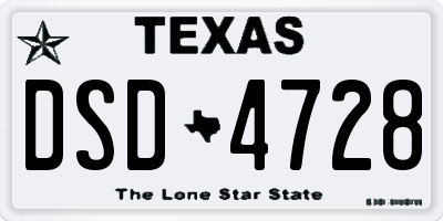 TX license plate DSD4728