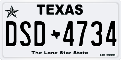 TX license plate DSD4734