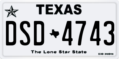 TX license plate DSD4743
