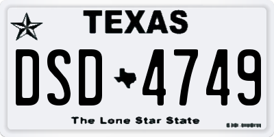 TX license plate DSD4749