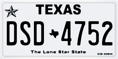 TX license plate DSD4752