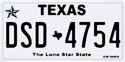 TX license plate DSD4754