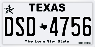 TX license plate DSD4756