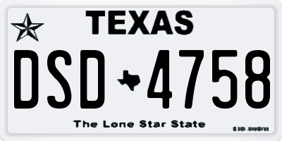 TX license plate DSD4758