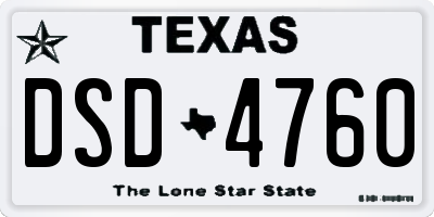 TX license plate DSD4760